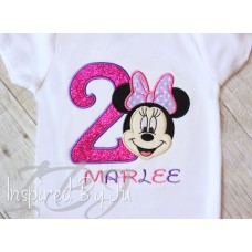 Smiling Minnie or Mickey Birthday Shirt